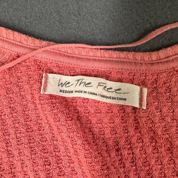 Free People We the Free Medium Pink Santa Clara Thermal Top Long Sleeve Pullover - Picture 5 of 9